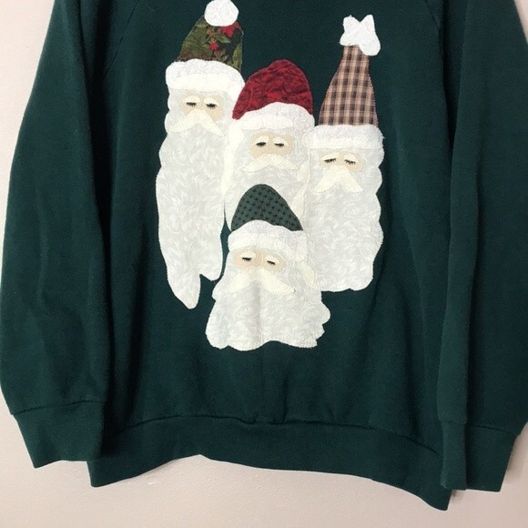 fruit of the loom Santa Clause Father Christmas Fleece Pullover sweater large - Picture 3 of 11